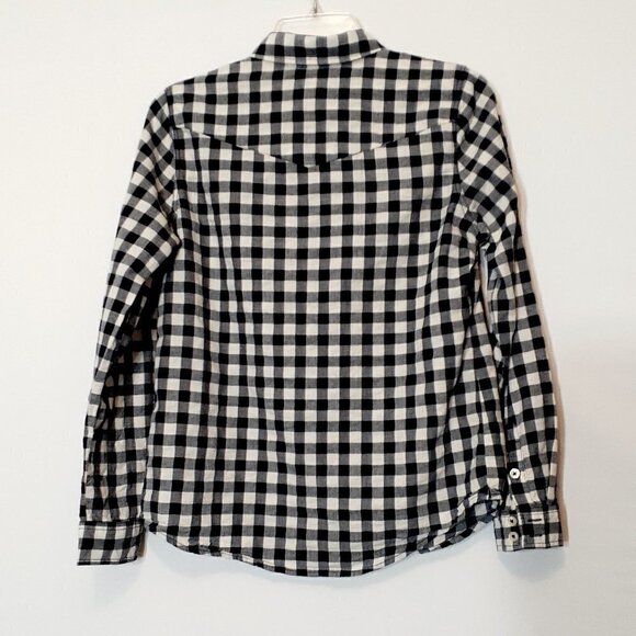 Women's "Forever 21" Navy & White Check Long Sleeve Button Shirt; Size M - Picture 2 of 4